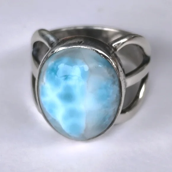 Sterling Silver Larimar Ring Sz 7.25